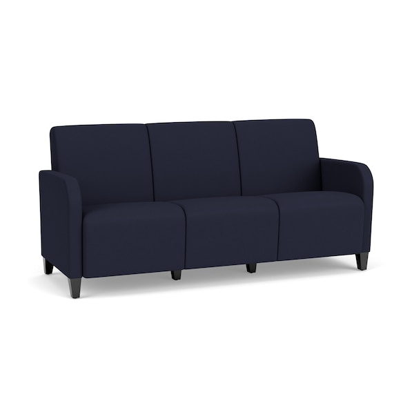 Lesro Siena Lounge Reception 3 Seat Tandem Seating No Center Arms, Black, OH Navy Upholstery SN3101 - main